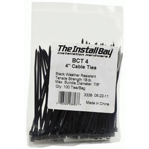 INSTALL BAY 4" BLACK CABLE TIE 100 / BAG